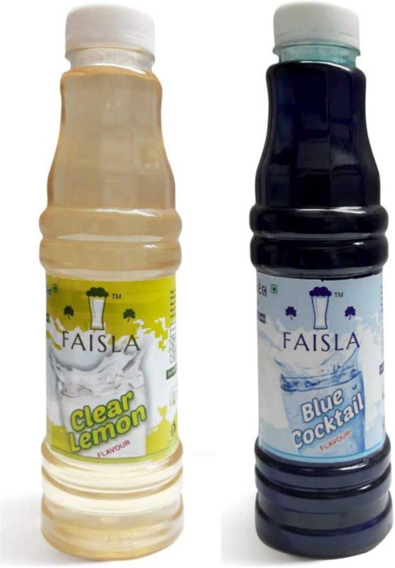 Faisla BC.CL Premium Refreshing CLEAR LEMON & BLUE COCKTAIL Flavoured Sharbat Syrup (pack of 2) (1 pack of 700ml)  (1400 ml, Pack of 2)