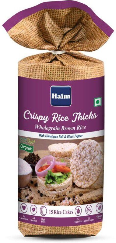 Haim Organic Crispy Rice Thicks Wholegrain Brown Rice Cake with Himalayan Salt & Black Pepper High Fiber  (110 g)