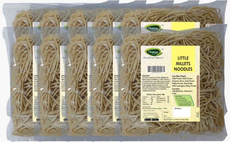 THANJAI NATURAL Little Millets Noodles 180g X 10 (Processed with Natural Ingredients , No Chemicals and No Preservatives) Instant Noodles Vegetarian  (10 x 180 g)