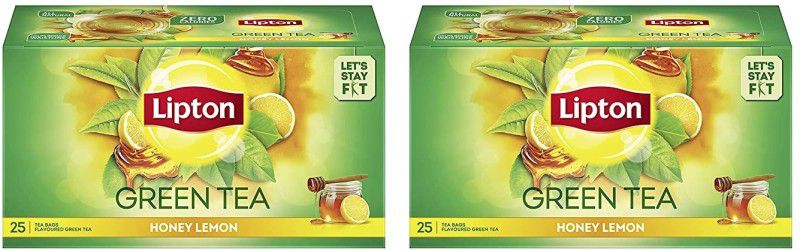 lipton GREEN TEA ALL NATURAL 25 BAGS X 2 HONEY LEMON Green Tea Bags Box  (2 x 25 g)