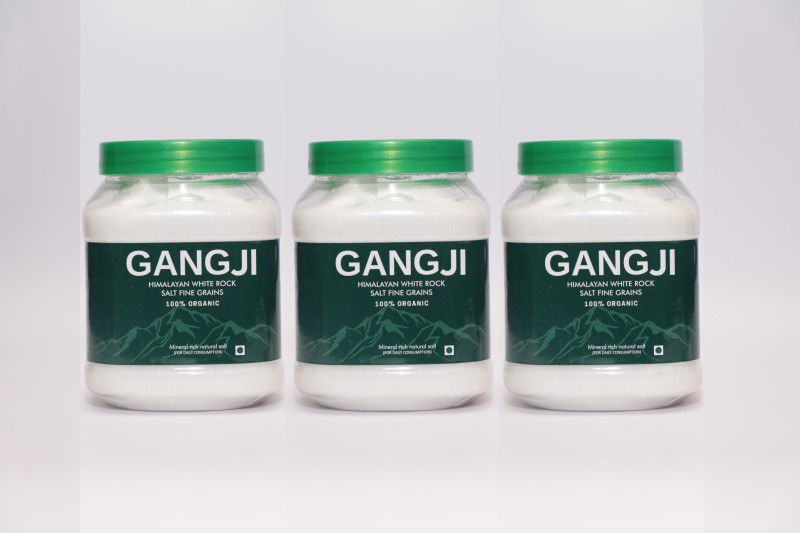 Gangji Himalayan White Rock Salt Fine Grain (1Kg) Rock Salt  (1 kg, Pack of 3)