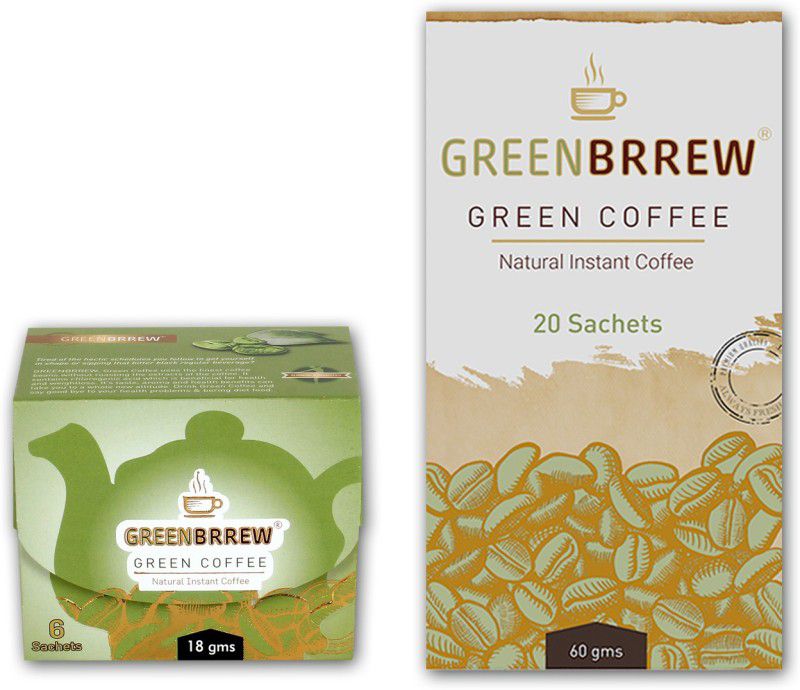 GreenBrrew Instant Green Coffee for Weight Loss - Combo of (20 + 6) Sachets Instant Coffee  (2 x 39 g, Green Coffee Flavoured)