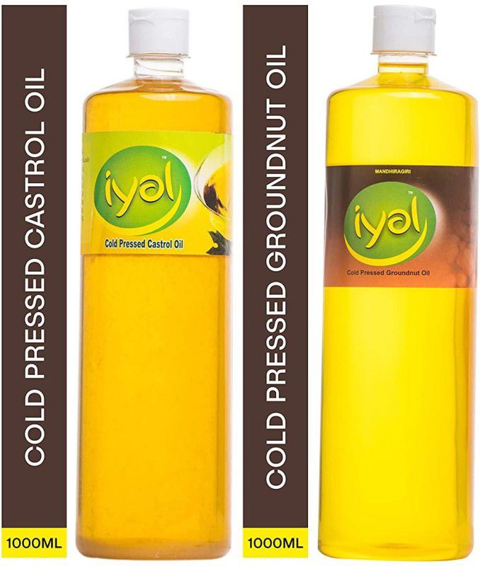 Iyal Combo Pack of Oil Groundnut Oil and Castrol Oil ( 1000 Ml Each) Groundnut Oil Can  (2000 ml)