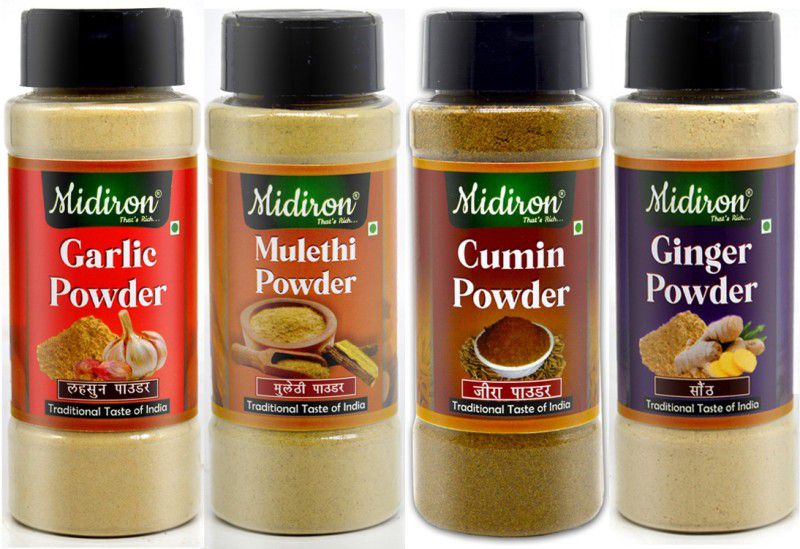 Midiron Ginger Powder, Garlic Powder, Mulethi Powder, Cumin Powder  (4 x 82.5 g)