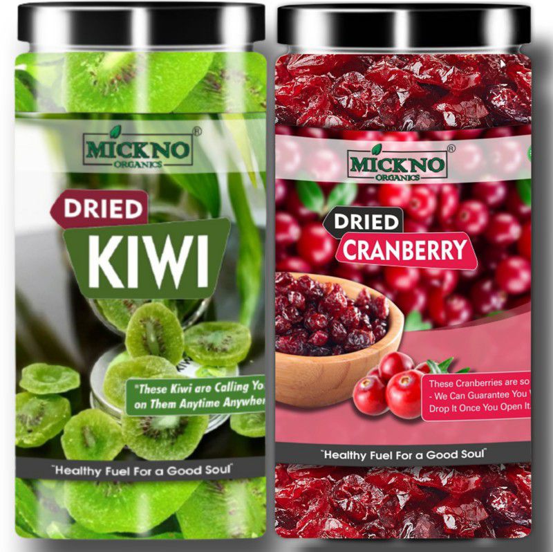 mickno organics Combo of 2 Dried Kiwi & Dried Cranberry Slice Dry Fruits (200gm Each) Kiwi, Cranberries  (2 x 0.2 kg)
