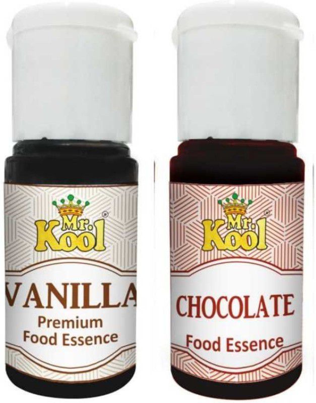 MR. KOOL Rich Flavouring Essence 20ml each | Vanilla Premium and Chocolate Essence | Food Flavour Essence for Cake, Cookies, Ice Cream, Sweets, Desserts, Cupcakes| Vanilla Premium Food Essence 40ml Vanilla Liquid Food Essence  (40 ml)