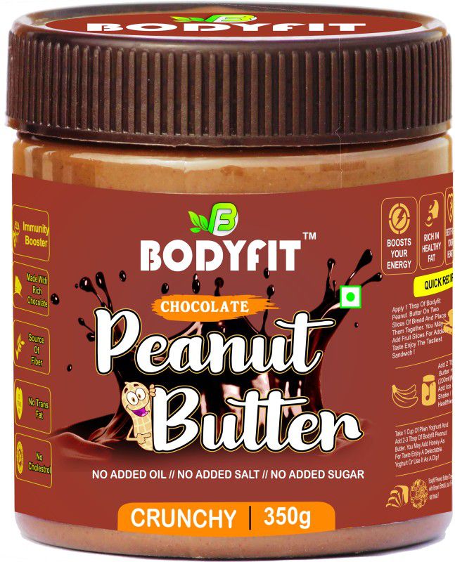Bodyfit CHOCOLATE PEANUT BUTTER CRUNCHY 350GM | 25%Protein-No Tranc Fat - No Added Suger 350 g