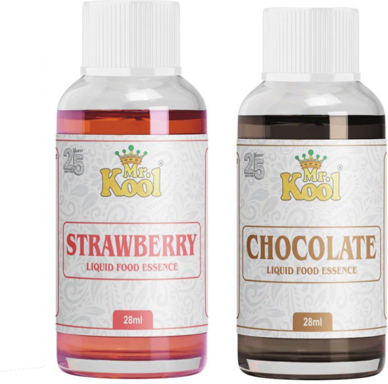 Mr.Kool Food Essence Strawberry, Chocolate 28ml.Pack Of 2.Food Essence For Baking Cake Strawberry Liquid Food Essence  (56 ml)