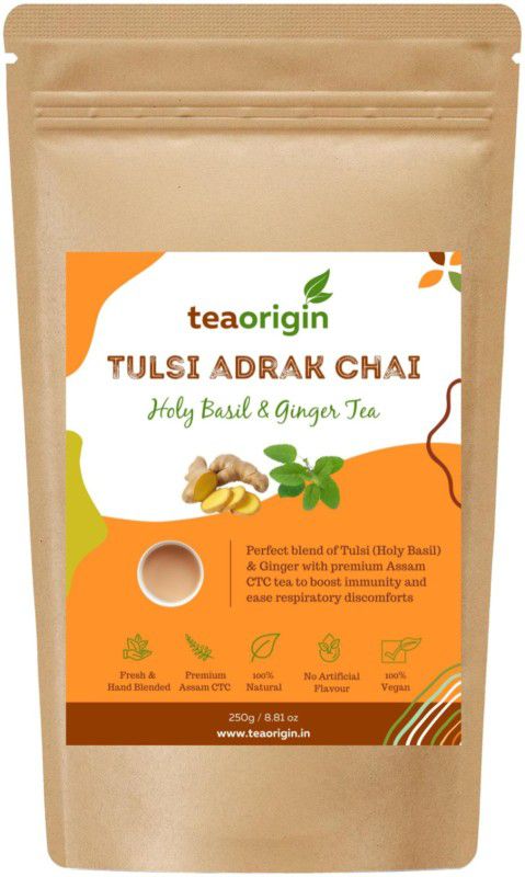Tea Origin Tulsi Adrak Chai, 250gm Pack, Serves 125+ Cups, Tulsi, Ginger Tea Blend Pouch  (250 g)