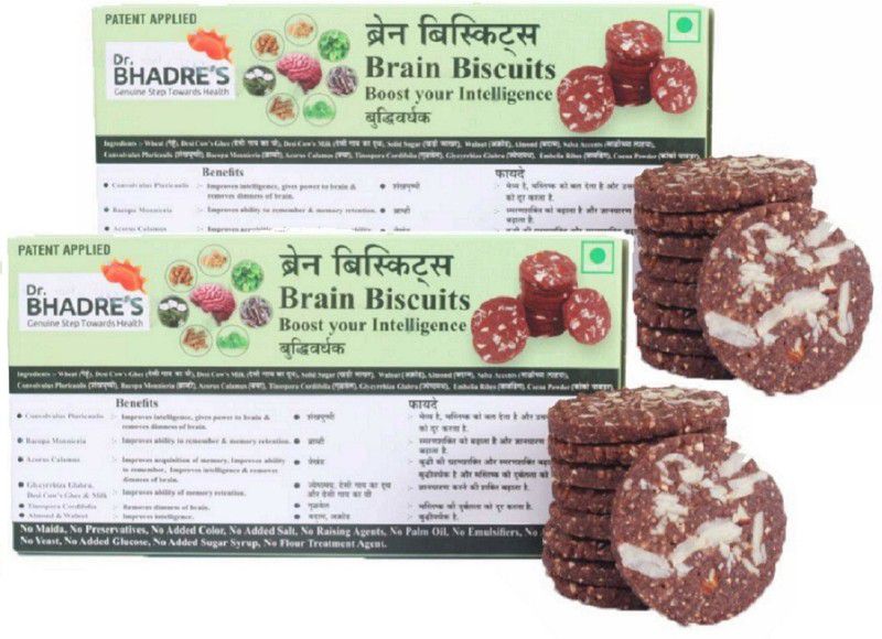 Dr.BHADRE'S Natural Brain Healthy Biscuits 280 gm, Pack of 2 (140 gm x 2) | Chemical Free Biscuits for Child | No Maida Digestive  (280 g, Pack of 2)