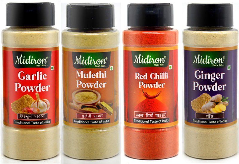 Midiron Ginger Powder, Garlic Powder, Mulethi Powder, Red Chilli Powder  (4 x 85 g)