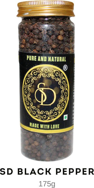 SD Black Pepper Whole | Kali Mirch Sabut | Pepper Corn|Pure & Natural Black Pepper  (175 g)