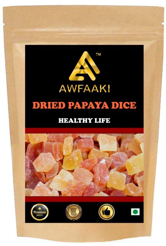 AWFAAKI DRIED PAPAYA DICE / PAPAYA DICE CANDY / DEHYDRATED PAPAYA / PAPAYA CHUNK 500 GM Papaya  (500 g)