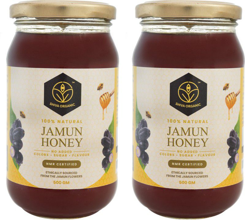 Shiva Organic Jamun Honey 1 KG NMR Tested 100% Natural Healthy & Pure Honey from Jamun flowers  (2 x 0.5 kg)