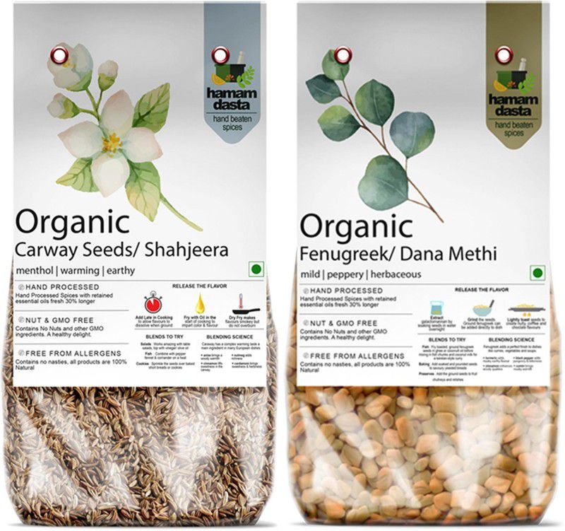 HamamDasta Carway Seeds Shahjeera 200gm Fenugreek Seeds Methi Dana 200gm (Pack of 2: 200gm X 2)  (2 x 200 g)
