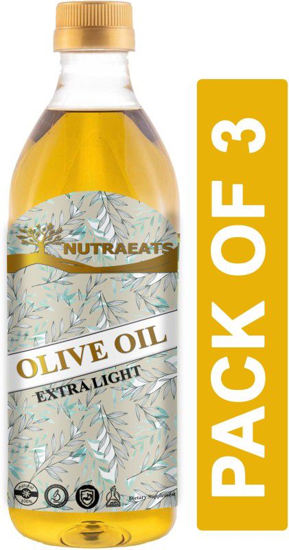 NutraEats Extra Light Olive Oil | Imported From Spain ( Combo Pack Of 3 ) Pro Olive Oil Plastic Bottle  (3 x 1000 ml)