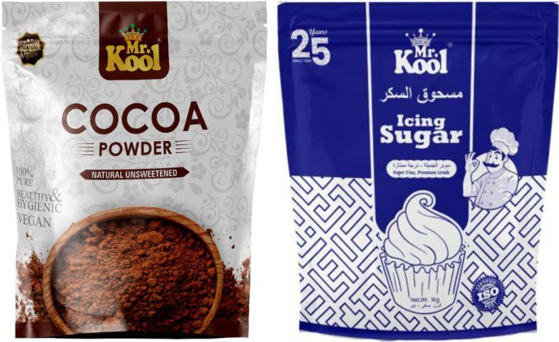 Mr.Kool Natural Unsweetened Cocoa Powder 500gm, Icing Sugar Powder 1kg.Pack Of 2. Combo  (500-1000)