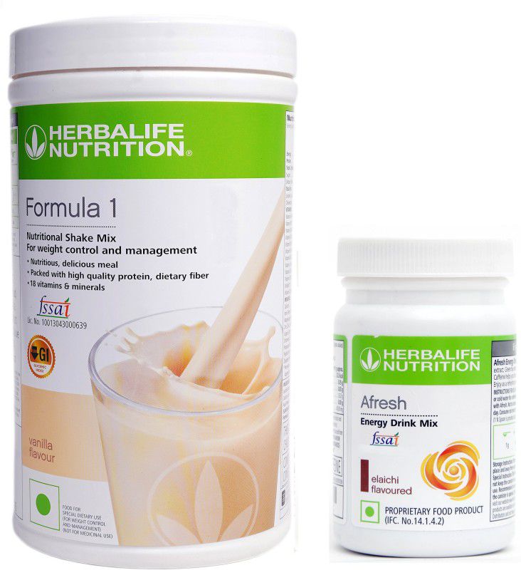 Herbalife Nutrition Formula 1 Vanilla 500 Gram with Afresh Elaichi 50 Gram Set of 2 Combo  (Formula 1 Vanilla 500gm, Afresh Elaichi 50 Gram)