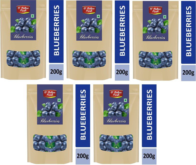 D NATURE FRESH Dried Blueberries 1kg ( Pack of 5 - 200g Each) Blueberry  (5 x 0.2 kg)