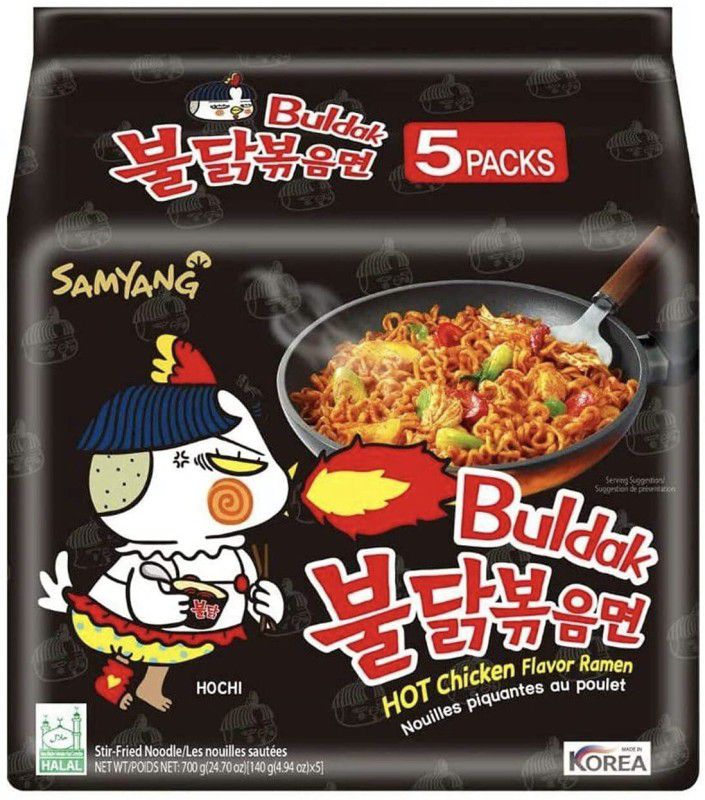 Samyang Buldak Hot Chiken Flavor Ramen 140g * 5Pack(Imported)(Stir-Fried Instant Noodle) Instant Noodles Non-vegetarian  (5 x 140 g)