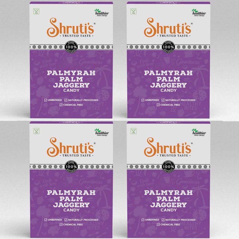 SHRUTIS Palmyrah Palm Jaggery Candy PACK OF 4, OF 100 GM Granules Jaggery  (400 g, Pack of 4)