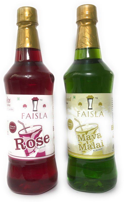 Faisla F 021 Premium Refreshing Mava Malai/Rose Flavoured Sharbat Syrup (pack of 2) (1 pack of 700ml)  (2040 ml, Pack of 2)