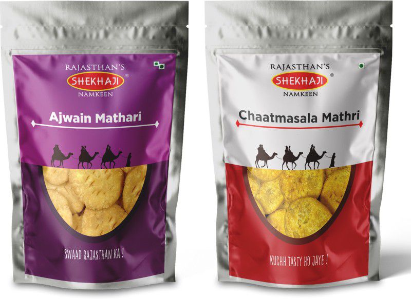 shekhaji Ajwain Mathri and Chaat Masala Mathri combo 400 gm (Pack of 2, 200gm Each)  (2 x 200 g)