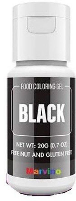 Marvino Color Gel Food Colouring, Vibrant Icing Colors Veg and Gluten Free Gel Icing Colors for Cake Decorating, Baking, Fondant, Slime Edible Food Dye Colour - (20ml) Bottles (Coal Black) Black  (20 g)