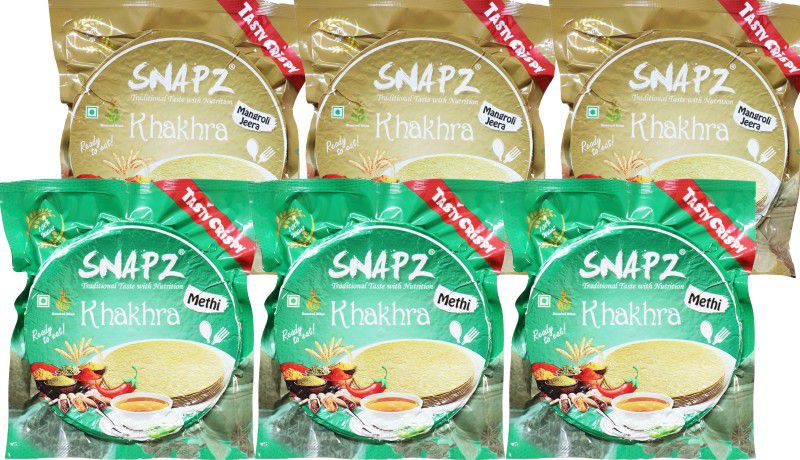 SNAPZ Khakhra Pack of 6, 200 GM Each (Methi and Mangroli Jeera)  (6 x 0.2 kg)