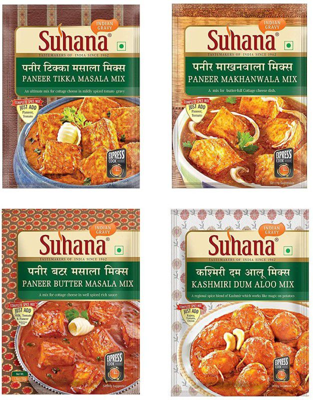 SUHANA Paneer Makhanwala, Paneer Butter Masala, Kashmiri Dum aaloo, Paneer Tikka Masala  (4 x 50 g)