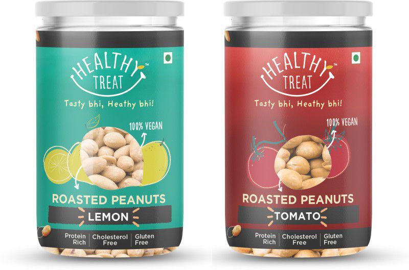 Healthy Treat Roasted Peanut Lemon and Tomato Combo 400 gm (Pack of 2 - 200 gm Each) | Preservative Free | Protein Rich  (2 x 200 g)