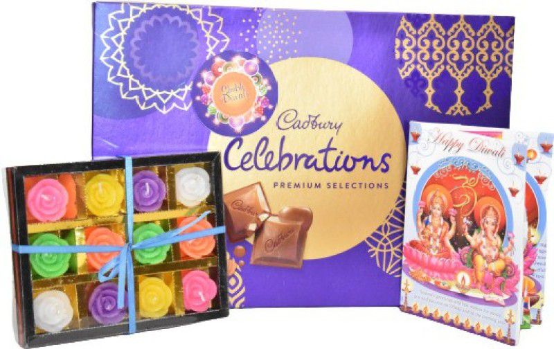 Uphar Creations Premium Selection With 12 Candle Set And Diwali card | Diwali Gifts| Chocolate Gifts| Combo  (Cadbury Premium Selection Chocolate Box -1 | candle- 12 | Diwali Card-1)