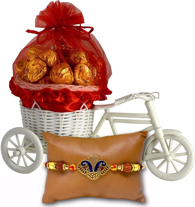 Midiron Rakhi Gift For Brother, Beautiful Cycle with Chocolate Bite Gift , Designer Rakhi, Rakhi Gift Set (IZ21CyChoco20Rakhi73-01) Combo  (1 Cycle with 20 Pcs Chocolate Bite, 1 Rakhi)