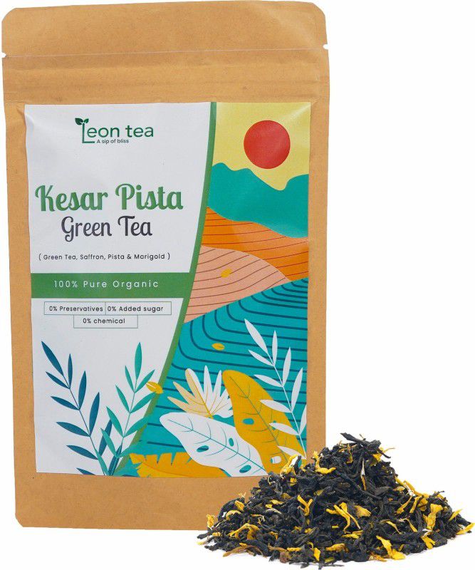 leon tea Kesar Pista Green Tea Green Tea Pouch  (100 g)