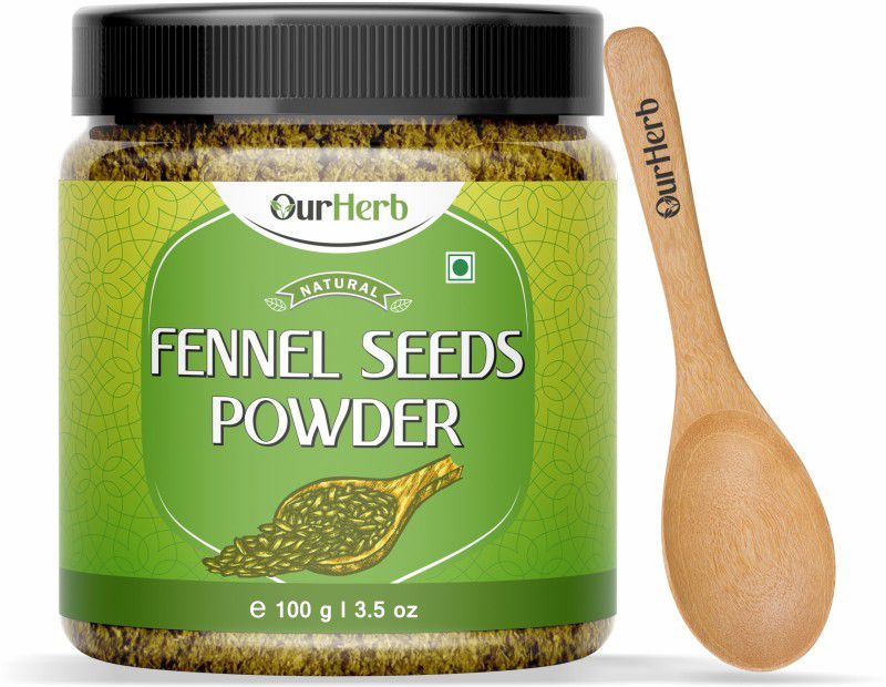 OurHerb Pure & Natural Fennel Seeds Powder for Healthy Life with Wooden Spoon-100g|3.5Oz  (100 g)
