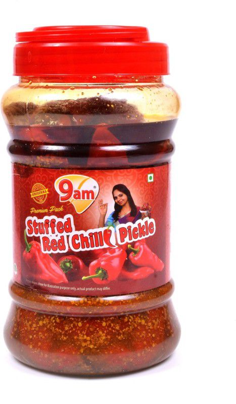 9am Stuffed Red Chili Pickle Red Chilli Pickle  (400 g)