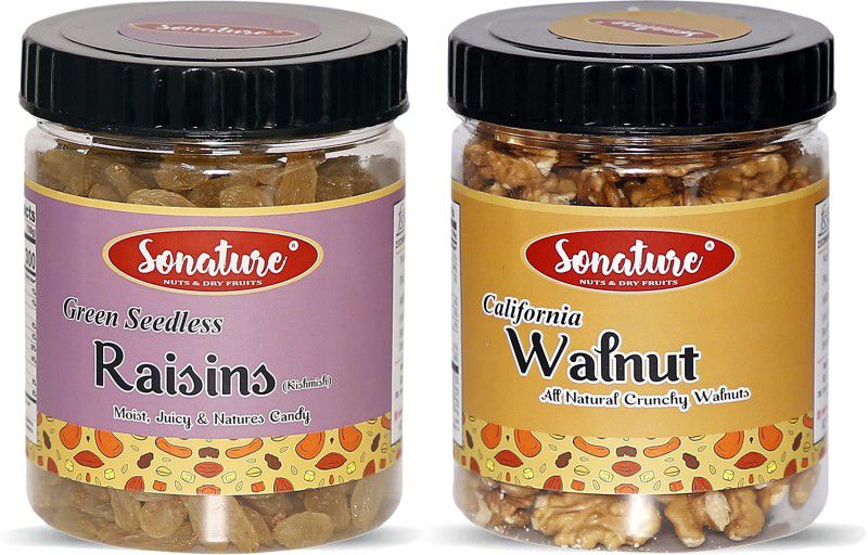 Sonature Super Value Pack Best Quality Combo Pack Of Waluts, Raisins Combo  (500 Gram)