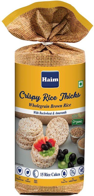 Haim Organic Crispy Rice Thicks Wholegrain Brown Rice Cake with Buckwheat and Amaranth Cookie Cake  (110 g)