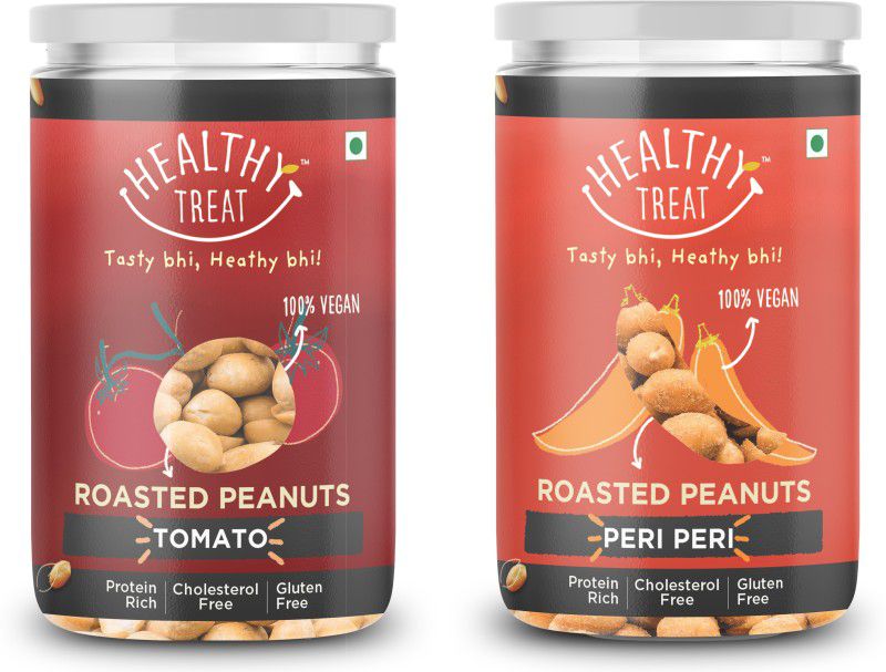 Healthy Treat Roasted Peanut Tomato and Peri Peri Combo 400 gm (Pack of 2 - 200 gm Each) | Preservative Free | Protein Rich  (2 x 200 g)