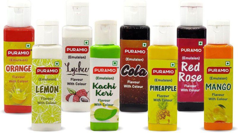 PURAMIO Flavour with Colour (Emulsion), Pack of 8, Mixed Fruit Liquid Food Essence  (30 ml)