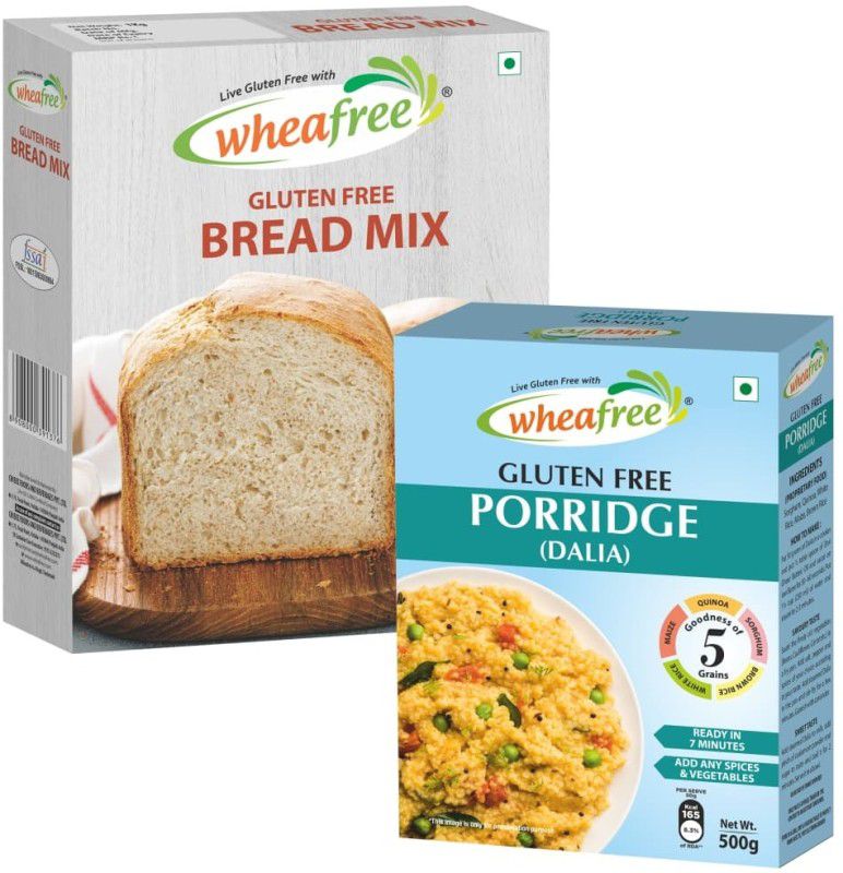 Wheafree Gluten Free Bread Mix (1Kg) + Gluten Free Porridge/Dalia (500g) Combo  (Bread Mix - 1kg, Porridge - 500g)