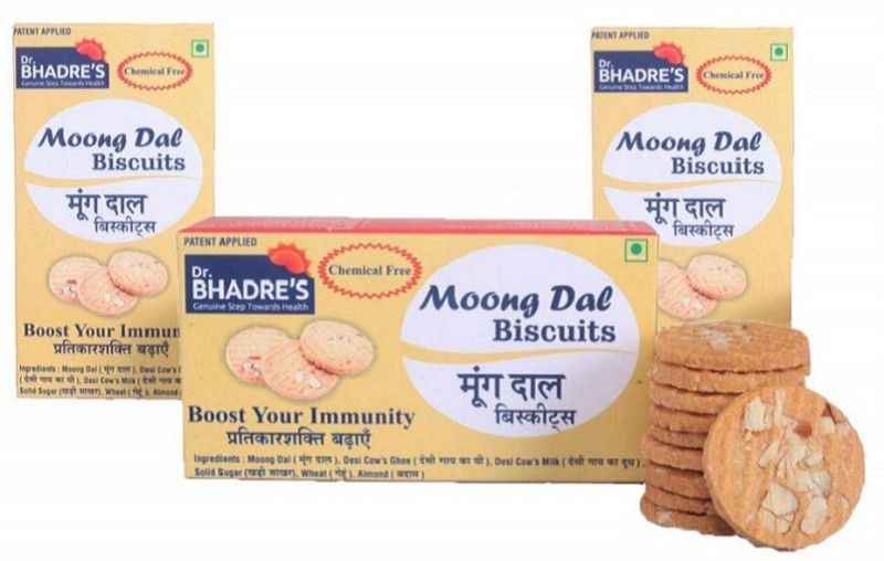 Dr. BHADRE'S Fresh Moong Dal-600 gm|Digestive Biscuits|Biscuit Pack|Fresh Biscuits Multi Grain  (600 g, Pack of 3)