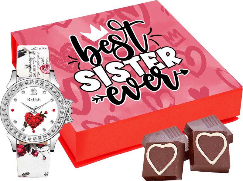Chocoloony Love You Sister Chocolate Box with Watch Combo Gift for Rakhi, Raksha Bandhan and Birthday Combo  (9 Pcs Chocolate Box, Wrist Watch)