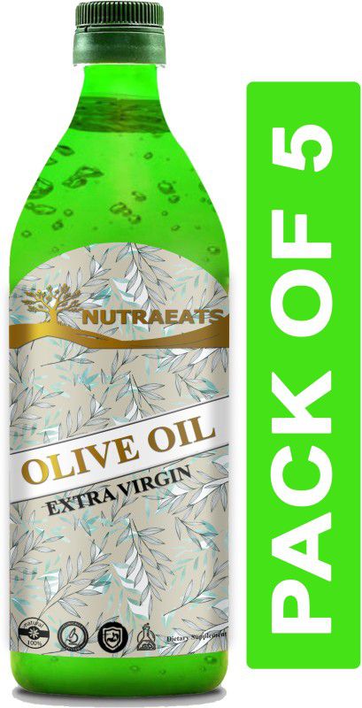 NutraEats Extra Virgin Olive Oil , Jaitun tail, jaitun oil ( Combo Pack Of 5 ) Premium Olive Oil Plastic Bottle  (5 x 1000 ml)