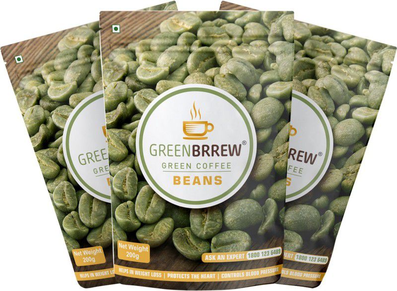 GreenBrrew Organic Green Coffee beans for Weight Loss, (Pack of 3) Instant Coffee  (3 x 200 g, Green Coffee Flavoured)
