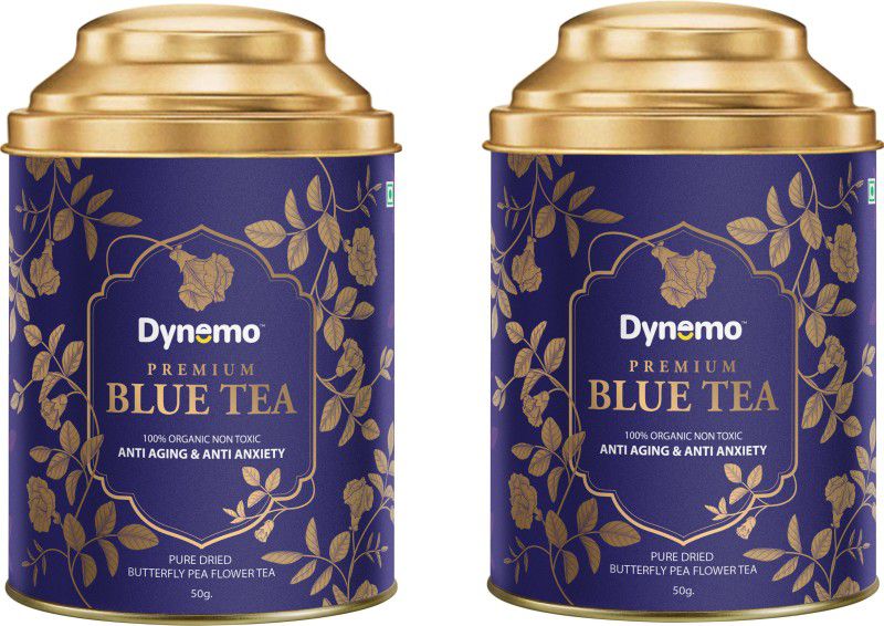 Dynemo Blue Tea Caffeine Free for Stress Relief, Memory boosting/Anxiety, Weight Loss Herbal Tea Tin  (2 x 50 g)