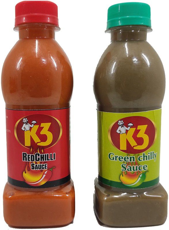 K3 Masala Green Chilli Sauce (200gm),Red Chilli Sauce (200gm) (Pack of 2) Sauce Mix  (2 x 200)