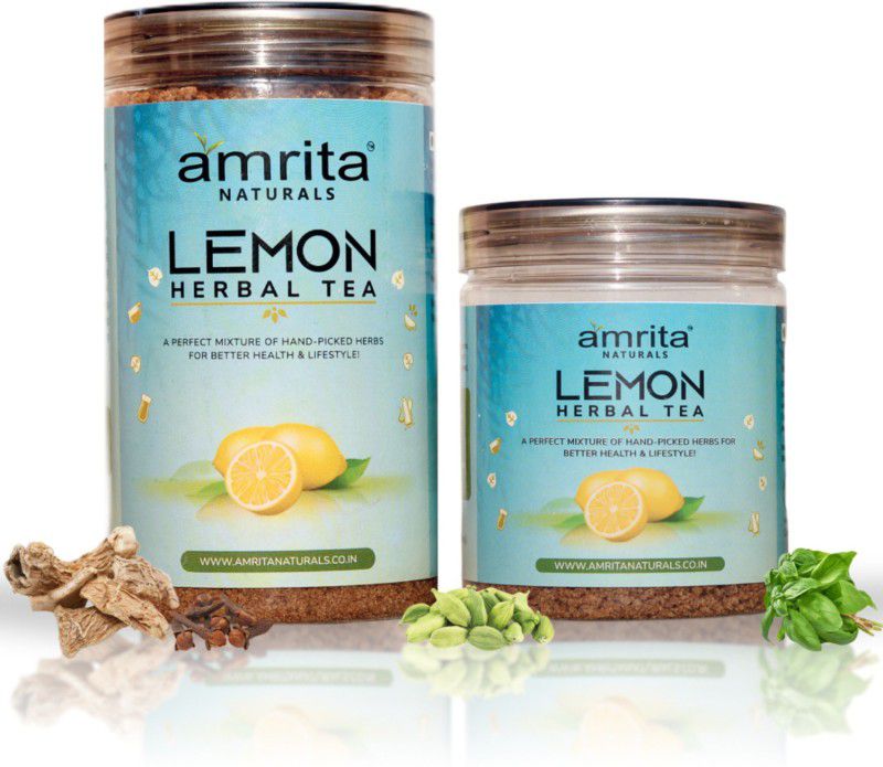 Amrita Naturals Refreshing Herbal Lemon Tea 250 + 500 Combo Pack Of 2 Lemon Herbal Tea Glass Bottle  (2 x 375)