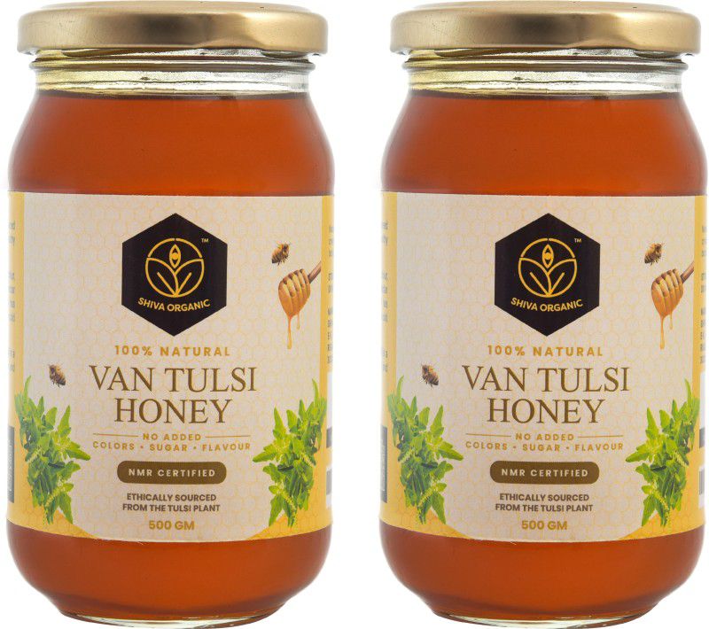 Shiva Organic Van Tulsi Honey 1 KG NMR Tested 100%Natural Healthy & Pure Honey-Vantulsi flower  (2 x 0.5 kg)