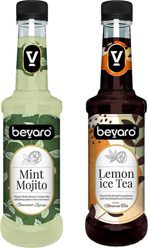 Bevaro Lemon Ice Tea Syrup and Mint Mojito Syrup Combo, 300ml each Lemon Ice Tea + Mint Mojito  (600 ml, Pack of 2)